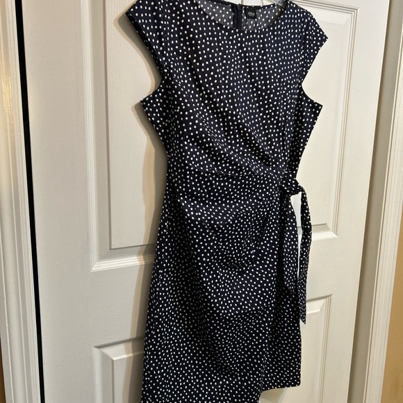 NWT s.OLIVER Black Label Dress Side Tie US Size 12 Blue Polka Dots Cap Sleeves - Picture 4 of 14